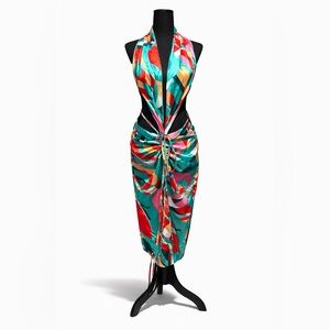 Picasso Style Abstract Wrap Scarf & Skirt Set Women’s Large Multi Way Tie